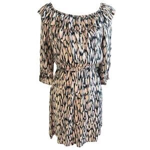 Scotch & Soda Amsterdam Cream Print Ruffle Midi Dress Small